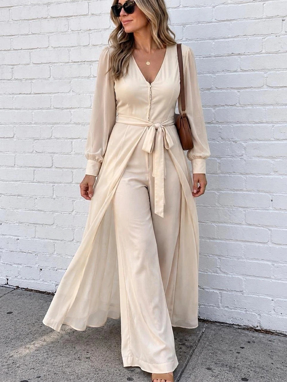 Unique Vintage Ivory Jumpsuit & Skirt Overlay Cream XL/14